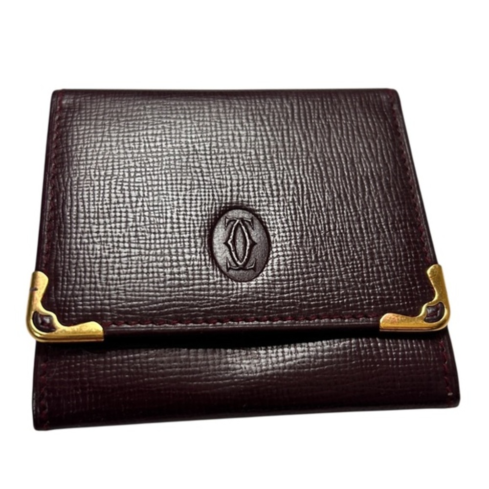 Cartier Clasp Wallet Mastline Bordeaux Leather Authentic